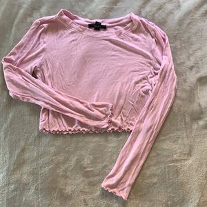 pink cropped top